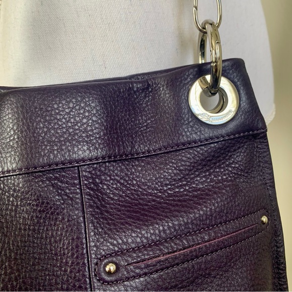 B Makowsky Pebble Leather Deep Purple Shoulder Bag - Excellent Condition - Picture 7 of 12